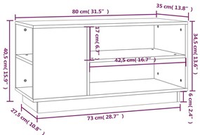 Móvel de TV 80x35x40,5 cm madeira de pinho maciça branco