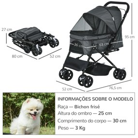 PawHut Carrinho para Animais de Estimação Dobrável Carro para Cães e G