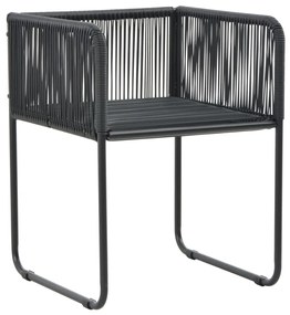 Cadeiras de exterior 2 pcs c/ almofadões vime PE preto