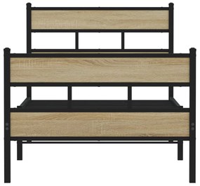 Estrutura de cama sem colchão 75x190 cm metal carvalho sonoma