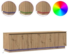 Gabinete de TV com LED Carvalho Artesanal 180x38x49 cm Madeira de Enge
