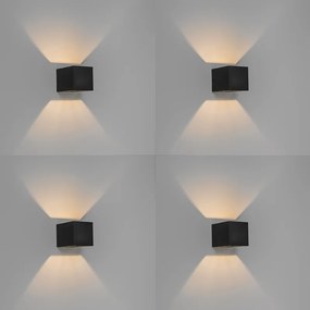 Conjunto de 4 Apliques de Parede Modernos Pretos - Transfer
