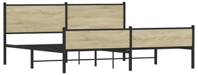 Estrutura de cama sem colchão 200x200cm metal carvalho sonoma