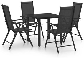 vidaXL 5 pcs conjunto de jantar para jardim alumínio preto
