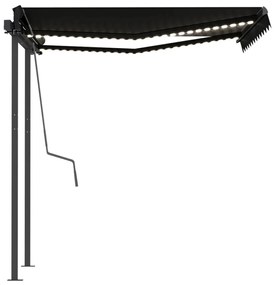 Toldo automático c/ LED e sensor de vento 3,5x2,5 m antracite