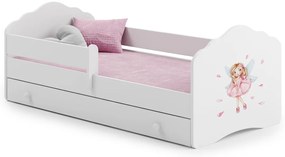 Cama infantil branca FALA fada 160x80 com gaveta - colchão e estrado incluído