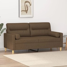 vidaXL Sofá 2 lugares c/ almofadas e almofadões 140 cm tecido castanho