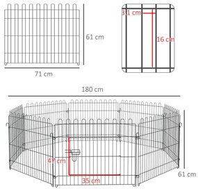 PawHut Parque para Animais de Estimação com 8 Paineis 71x61cm Dobrável