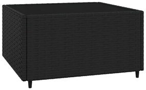 4 pcs conjunto lounge de jardim c/ almofadões vime PE preto