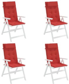 Almofadões p/ cadeira encosto alto 4 pcs tecido oxford vermelho