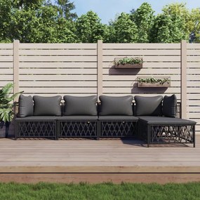 vidaXL 5 pcs conjunto lounge de jardim com almofadões aço antracite