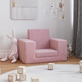341826 vidaXL Sofá-cama infantil de pelúcia rosa