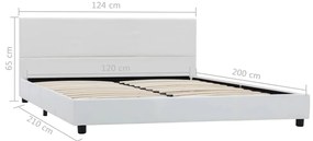 Estrutura de cama 120x200 cm couro artificial branco