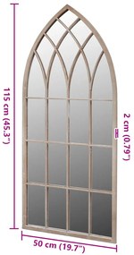Espelho jardim gótico arqueado 50x115cm uso interior/exterior