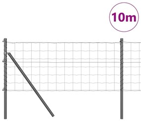 Cerca Euro com 7 Postes - 0,8 x 10 m em Aço Galvanizado Cinza