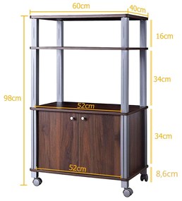 Estante para micro-ondas e Arrumação de cozinha 60 x 40 x 98 cm Castanho