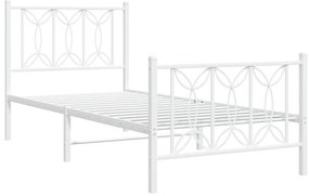 Estrutura de cama com cabeceira e pés 90x200 cm metal branco