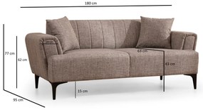 Sofá de 2 Lugares Hamlet – Castanho Claro – 180x95x77 cm
