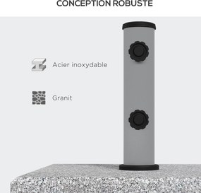 Base para guarda-sol (NÃO INLCLUIDO) em granito 41 C x 41 L x 37,5 A cm base de lastro com peso líquido de 28 kg em metal, com 2 rodas cinzento