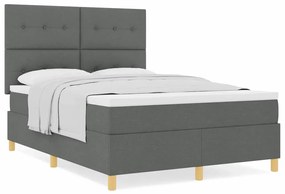 Cama Box Spring com Colchão Cinza Escuro 140x190 cm Tecido