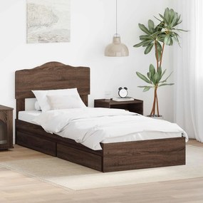 vidaXL Cama com Armazenamento com gaveta Carvalho Marrom 90 x 200 cm
