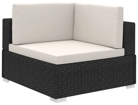 8 pcs conjunto lounge de jardim c/ almofadões vime PE preto