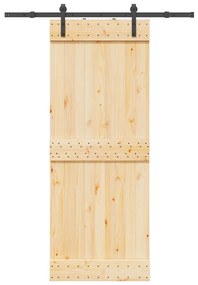VidaXL Porta de correr com ferragens 80x210 cm madeira de pinho maciça