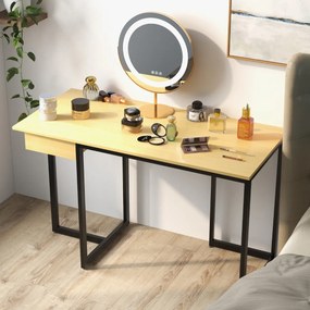 Mesa de escritório com estrutura de metal, pés ajustáveis, mesa de trabalho moderna para estudo 120 x 55 x 75 cm Natural