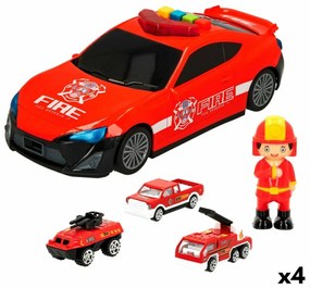 Playset de Veículos Speed & Go Leve Som Bombeiro 1:64 (4 Unidades)