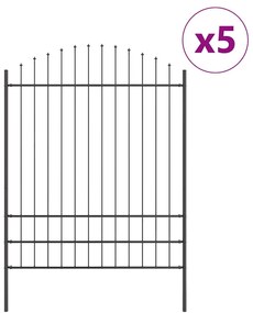 Cerca de Jardim com topo arqueado cinza, 8,5 x 2 m em aço