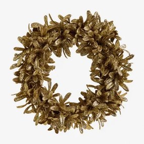 Corona Decorativa De Natal Ø40 Cm Com Purpurina Luron Dourado - Sklum
