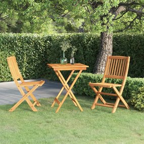 3 pcs conjunto jantar dobrável p/ jardim madeira acácia maciça