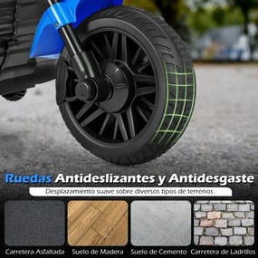 Mota elétrica infantil de 6 V com farol LED, música, 2 rodas, pedais de treino e espelhos retrovisores – a partir dos 18 meses – Preto + Azul