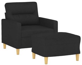 Poltrona com apoio de pés 60 cm tecido preto