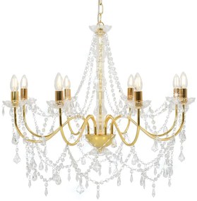 Lustre com contas lâmpadas 8 x E14 dourado