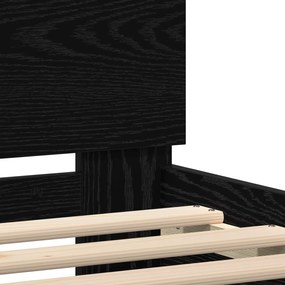 Estrutura de Cama com Luzes LED Carvalho Preto 90x190 cm Madeira Engen