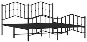 Estrutura de cama com cabeceira e pés 183x213 cm metal preto
