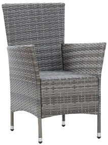 7 pcs conjunto jantar exterior com almofadões vime PE cinzento