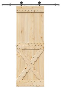 VidaXL Porta de correr com ferragens 80x210 cm madeira de pinho maciça
