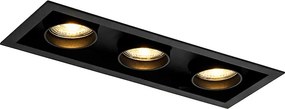 Foco embutido moderno preto ajustável 3 luzes - Roof