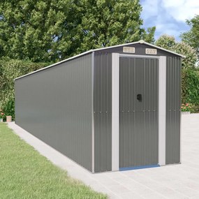 Abrigo de jardim 192x938x223 cm aço galvanizado cinzento-claro