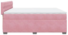 Cama com molas/colchão 200x200 cm veludo rosa