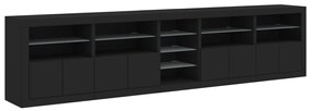 Aparador com luzes LED 283x37x67 cm preto