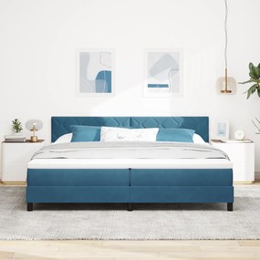 Cama Box Spring com Colchão Azul Escuro 200x200 cm Veludo