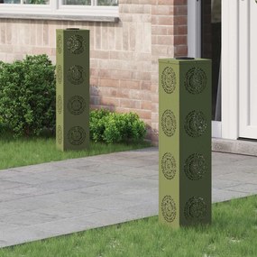 vidaXL Luz Solar LED de Caminho 2 pcs Verde Oliva Aço Laminado a Frio