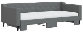 Sofá-cama c/ gavetão e colchões 90x200cm tecido cinzento-escuro