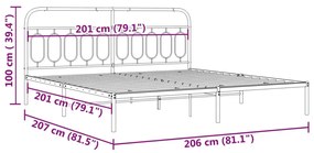 Estrutura de cama com cabeceira 200x200 cm metal branco