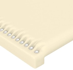 Cabeceira de cama c/ abas couro artificial 163x23x78/88cm creme