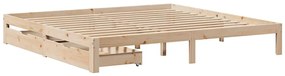 Estrutura de cama c/ gavetas 200x200 cm madeira de pinho maciça