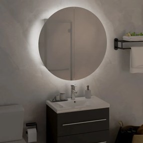 Armário p/ casa de banho c/ espelho redondo e LEDs branco